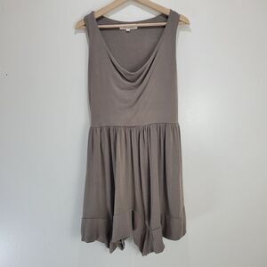 Nicole Bridger Gray-Brown Jersey Asymetric Hem Sleeveless Dress